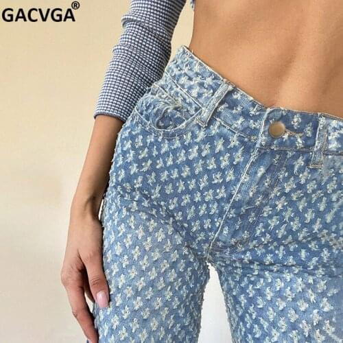 GACVGA High Street Fashion Women Jeans Blue Slim Fit Destroyed Ripped Jeans Broken Pants Paint Designer Ladies Hip Hop Trousers
