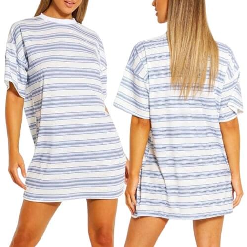 Women Fashion Short Sleeve Striped Dress Ladies Stylish Dress for Shopping Daily Wear For Shopping Dating School Party