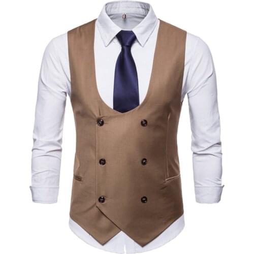 Spring Business Vest Mens Clothing Male Autumn Jacket Casual Men England Suit Vest With Pockets Vest Outerwear double-breasted