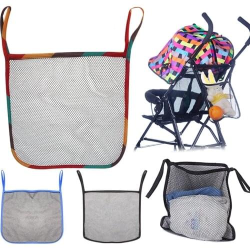 1 Pcs Storage Bags Mesh Polyester Pram Buggy Baby Trolley Storage Carriage Organizer Aluminum Alloy Shopping Bag Stroller Hook