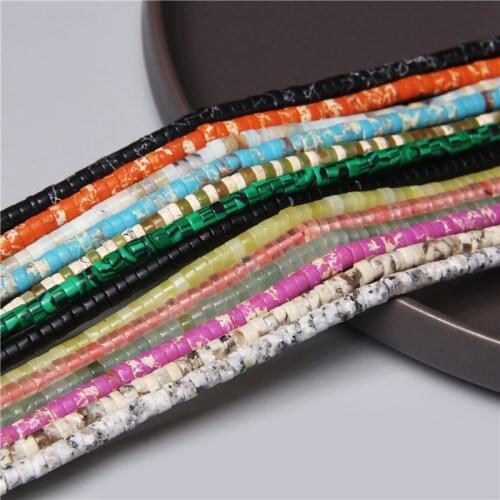 15.5" 2*4mm Imperial Jaspers Shoushan Stone Charm Flat Disc Beads Loose Spacer Beads For Jewelry Making Bracelet Necklace Diy