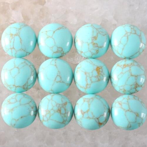 16MM Round Cabochon CAB Natural Stone Green Howlite No Drilled Hole Bead for Women Men DIY Jewelry Making Ring 10Pcs 905