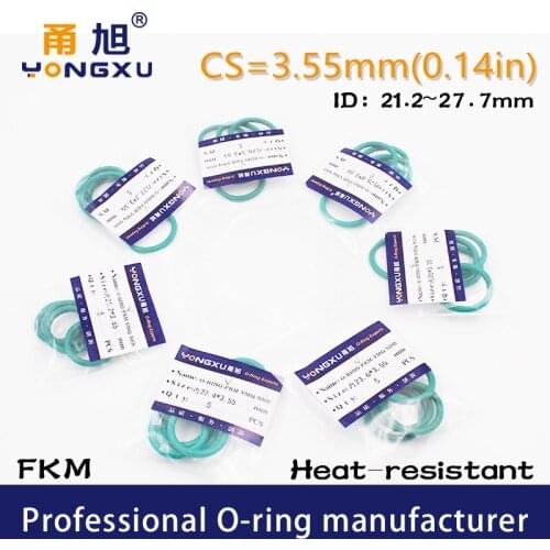 3PC/Lot Green FKM Fluorine Rubber O-rings Seals CS3.55mm ID21.2/22.4/23.6/25/25.8/26.5/27.7*3.55mm Gasket Rings Sealing Washer