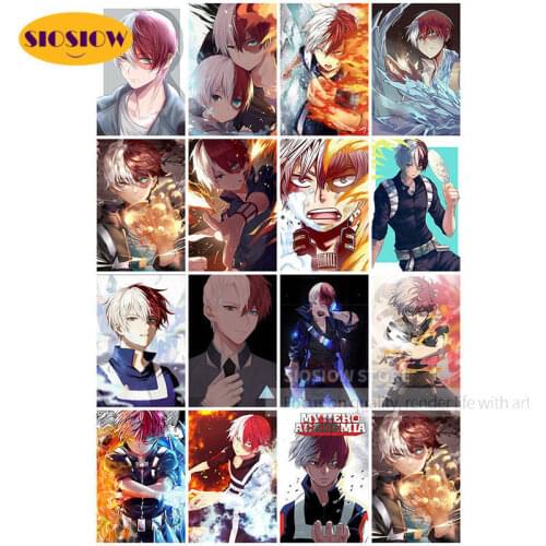 SIOSIOW DIY Diamond Painting Todoroki Shouto 5d Embroidery My Hero Academia Cross Stitch Full Set Handmade Japanese Anime Poster