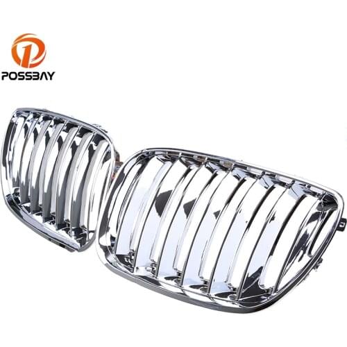 POSSSBAY Chrome Front Center Wide Kidney Hood Grille for BMW X5 E53 3.0d/3.0i/4.4i/4.8is 2003-2007 Facelift