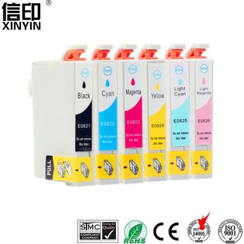 XColor E0821-E0826 compatible ink cartridge For Epson R270 R390 TX650 T50 T59 RX590 TX610 TX720 TX700 TX800 RX610 printer