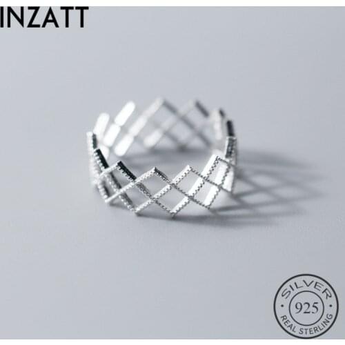 INZATT Real 925 Sterling Silver Minimalist Geometric Hollow Ring For Charming Women Party Fine Jewelry Trendy Accessories Gift