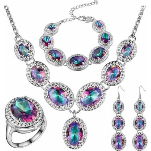 BRACELET Pendant necklace Earrings ring Thick set new color treasure set foreign trade sterling--jewelry