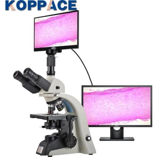 KOPPACE 40X-1600X Research-Grade Trinocular Compound Lab Microscope 11.6-inch High-Definition Electronic Biological Microscope