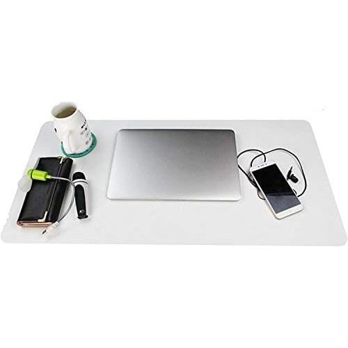 Leather Desk Mat Pad Blotter Protector 31.5" x 15.75" Extended Non-Slip Rectangular Laptop Keyboard Mouse Pad (White)