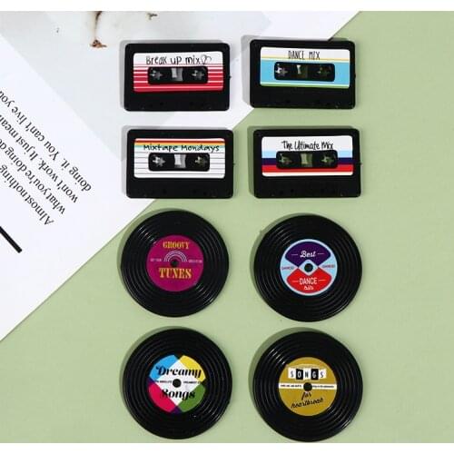 4 Pcs/Lot Fridge Magnet Nostalgia Disk Disc Record Cassette Tape Refrigerator Magnetic Message Sticker Funny Children Kids Home