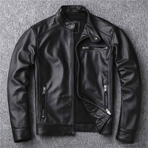 Cowhide Genuine 2020 Jacket Men Plus Size 4XL Motorcycle Real Cow Leather Short Coat Clothes Slim Outerwear Male Autumn