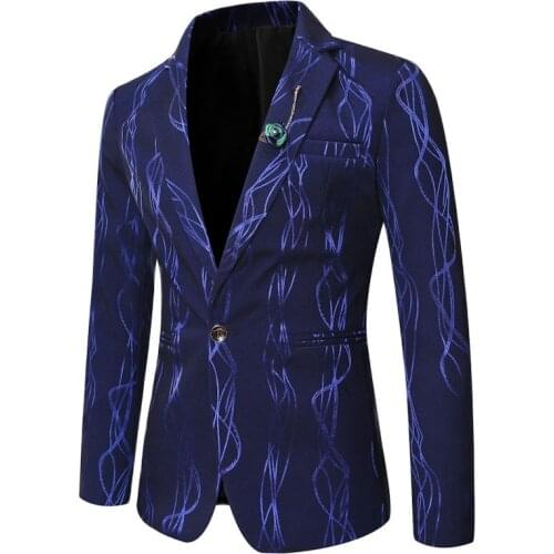 Mens Business Suit，New Fall, Mens Blazer, Bright Gold Print, Lapel, Button Button, Pocket Trim, Three Colors,M-3XL,Youth Trend