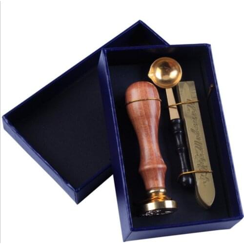 Delicate Cuprum Stamps Wax Strips Wooden Handle Copper Spoon Retro Lacquered Seal Metal Hot Sealing English Alphabets