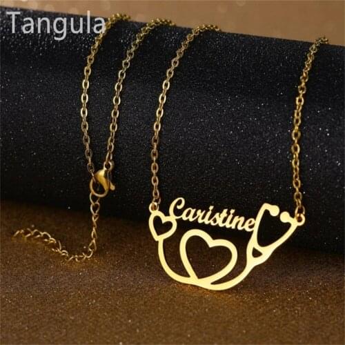 Tangula Customized Stethoscope Stainless Steel Gold Silver Name Necklace Female Doctor Nurse Birthday Gift Fashion Jewelry