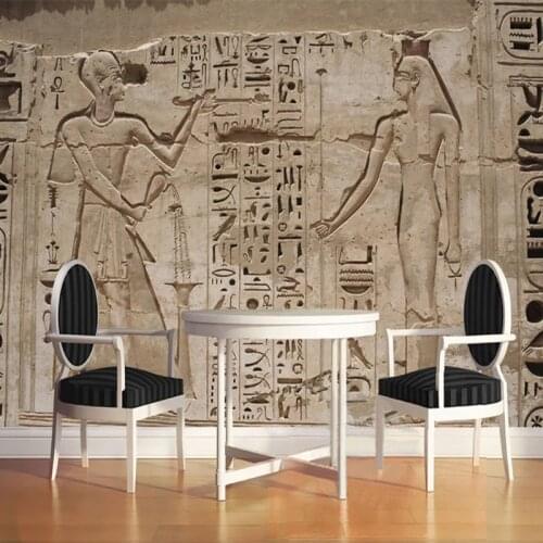 Custom Amy Size Mural Wallpaper 3D Stereo Ancient Egyptian Pyramid Stone Wall Painting European Style Retro Restaurant 3D Fresco