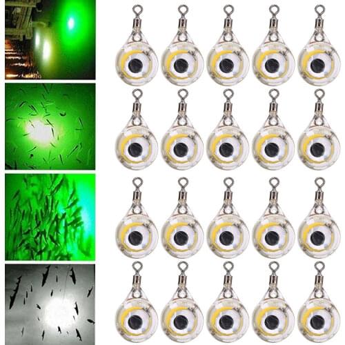 20Pcs Fishing Lure Light Deep Drop Underwater Water-Triggered Designed Light Bait Flasher Bass Halibut Walleye Lures Attractant