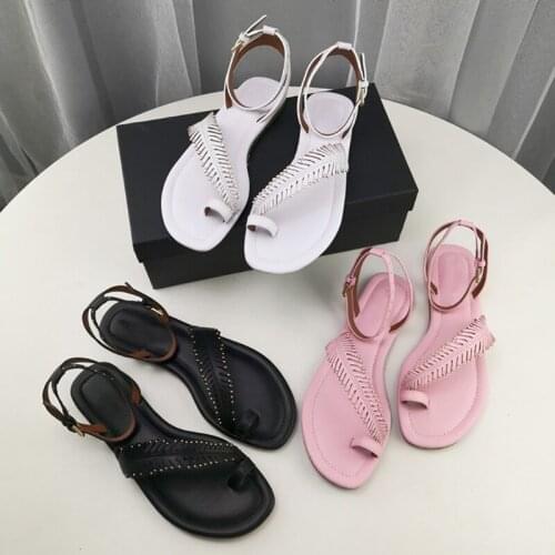 Women Shoes Summer Ladies Flats Female Sandals Chaussures Rivet Sandales Fashion Buckle Strap Sandalias Zapatos De Mujer