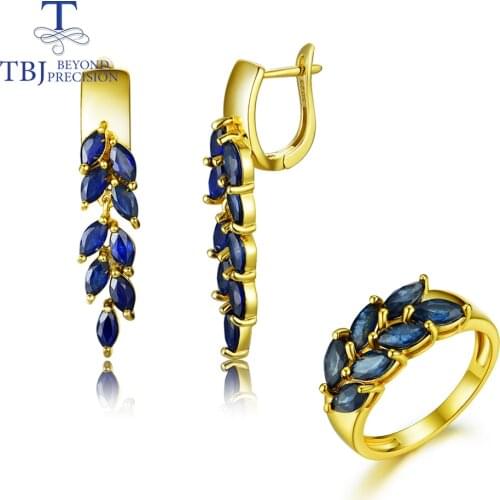 Sapphire rings natural gemstone with 925 sterling silver yellow gold rings fashion jewelry nice wedding gift for women