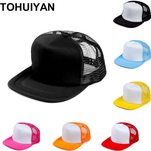 TOHUIYAN Wholesale Solid Foam Baseball Cap Men Casual Gorras Snapback Hat Women Summer Mesh Trucker Caps Headwear Hip Hop Hats