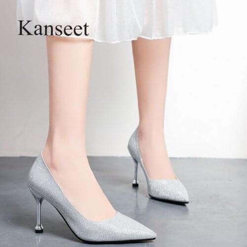 Kanseet Female Shoes Wedding Party Dress Super High Heels Pumps New 2021 Spring Autumn Thin Heels Sexy Pointed Toe Women Shoes