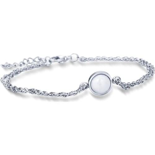 NIBA Top Quality Simple Design Silver Color Bracelet Party Jewelry Genuine Clear Ceramic Charm Bracelet For Women