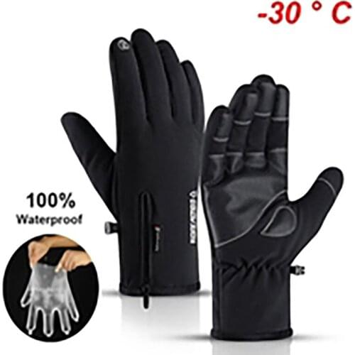 100% Waterproof Winter Cycling Gloves Ski Gloves for Bike Bicycle Scooter Motorcycle Warm Glove Windproof Outdoor Sport Men