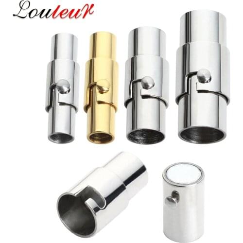 LOULEUR 2sets Stainless Steel Magnetic Clasp Safe Snap Lock Fit 2~10mm Leather Cord Bracelet Connectors Jewelry Making F3906
