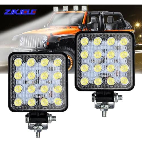 2Pcs 48W Square Bright LED Spotlight Work Light SUV Truck Driving Fog Warning Lamp for Car Repairing Camping Hiking Backpacking