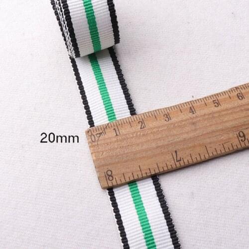 20mm Grosgrain Black White and Green Stripe Ribbon,Pacifier Clip Ribbon Lanyard Keychain Nylon Webbing Polyester Webbing