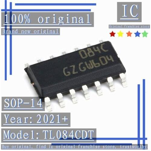 2021+100% Brand new original 10PCS-50PCS TL084CDT SOP-14 Operational amplifier 4MHZ 16V/uS