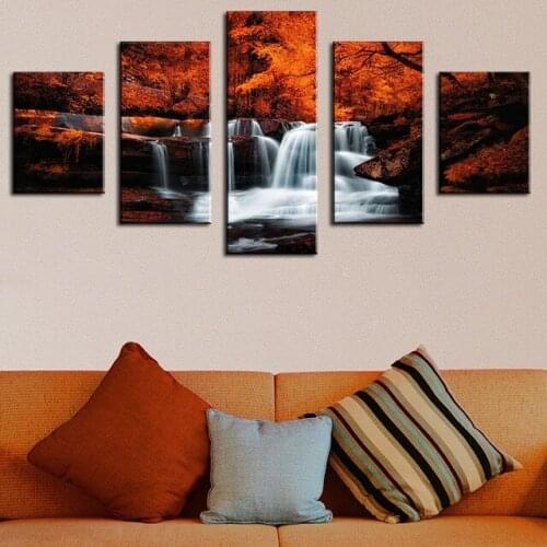 5pcs diamond painting Maple Tree Waterfall art Autumn Pictures Scenery Landscape Paintings rhinestones embroidery diamond mosaic