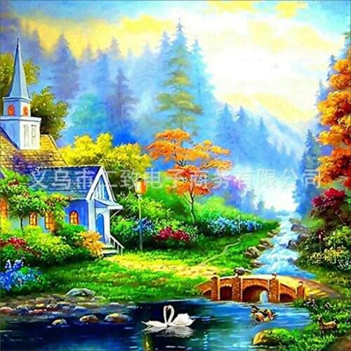 5D DIY Diamond Painting Small Bridge Scenery Rhinestones Pictures Diamond Embroidery Sale Landscape Diamond desert