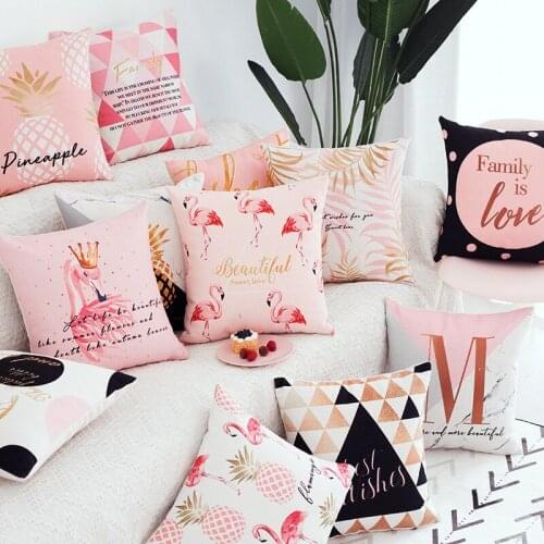 Decorative cushion cover/Ins Pink Flamingo Passionate cotton pillow/Wholesale and retail cushions/Marine style waist