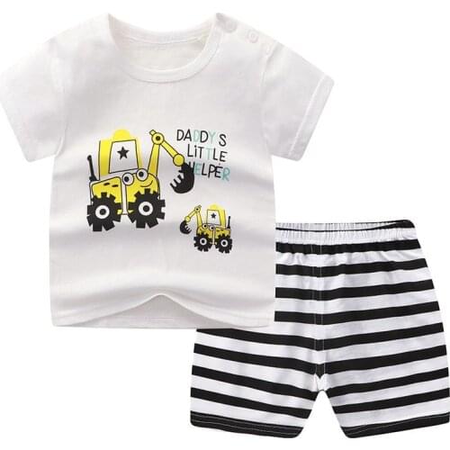 Childrens Summer Short Sleeve T-shirt + Shorts 2pcs Cotton Baby Boys Girls Baby Clothing Sets Newborn Clothes Suit