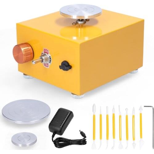 Kids DIY Clay Tool with Tray for Ceramic Work Mini Pottery Wheel Ceramic Turntable Portable Electric Pottery Machine