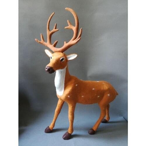 Simulation sika deer plastic&furs deer hard model large 35x44cm,home desktop prop decoration Christmas gift b1409