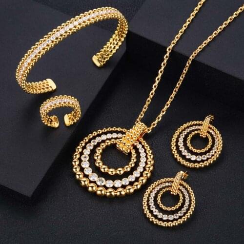 Jankelly Nigeria 4pcs Bridal Zirconia Necklace Sets For Women Jewelry sets & More Dubai Nigeria CZ Crystal Wedding Jewelry Sets