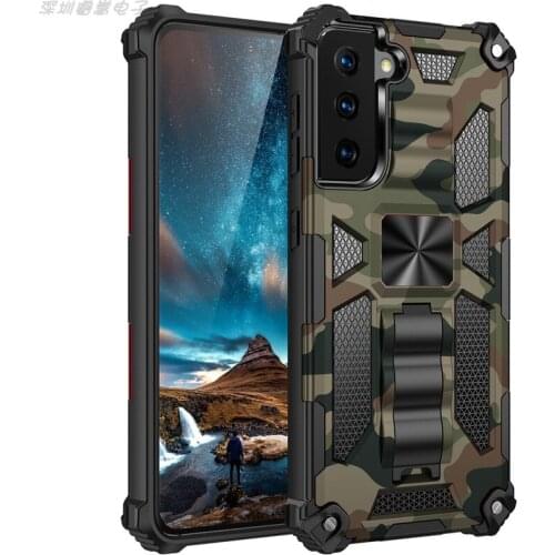 Camouflage anti-falling shell is suitable for s21Plus bracket mobile phone shell s21 s20 note20ultra protective phone case