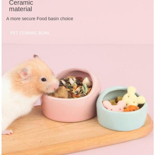 Hamster Ceramic Food Bowl Hamster Rabbit Guinea Pigs Totoro Hedgehog Anti-turnover Bowl Small Pet Feed Box Small Pet Accessories