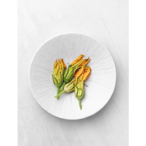 Orchid ceramic meal plate hotel commercial high-end dish plate home creative restaurant pure white matte decorative tableware