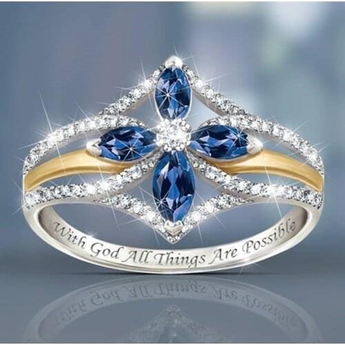 Ring Women 2021 European American Two Color Personality Hollow Ring Zircon Ring For Women Jewelry Dimond Ring кольца для женщин