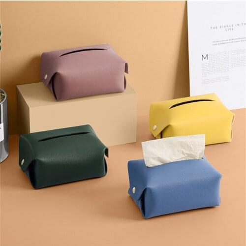 Artificial Leather Tissue Box Waterproof Bathroom Holder Organizer Pouch Paper Towel Dispenser Home Office Car Decoration
