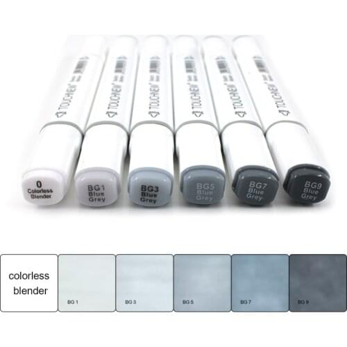 6Pcs Grey Colors Art Markers Double-Tip Sketch Markers Alcohol Based Ink Tones Art Supplies