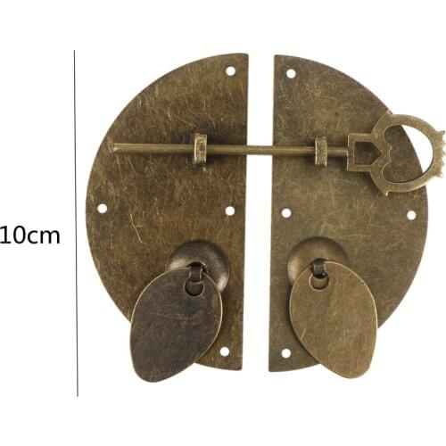 Chinese Style Furniture Hardware Iron Door Knocking Knocker Pull Vintage Lock Catch For Cabinet Cupboard Drawer 100mm/3.94"