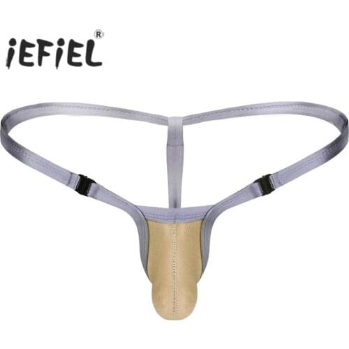 IEFiEL Mens Free Buckle Low Rise Stretchy Bikini String Jockstraps Underwear Underpants with Bulge Pouch Sissy Gay Panties