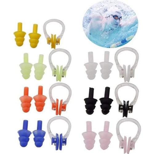 Swimming Earplugs Nose Clip Set Waterproof Soft Silicone Surf Diving Swimming Ear Nose Protector for Adults Children