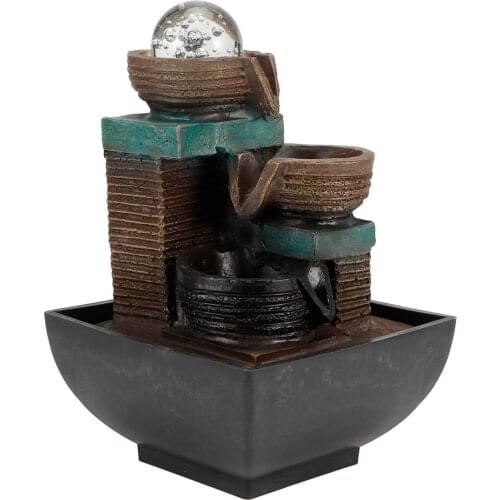 Nordic Innovative Resin Indoor Tabletop LED Water Fountain Ornament for Home Office Decoration