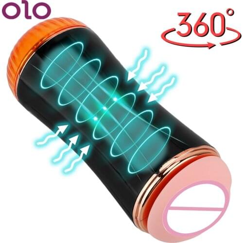 OLO Automatic Male Masturbator Real Pussy Dual channel Anal Vagina Masturbation Cup Sex Machine 10 Speed Erotic Sex Toys for Men