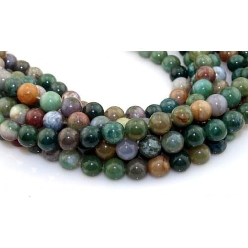 Wholesale Natural Smooth Moss India beads Jewelry Making loose stone beads strand 15" 4/6/8/10mm